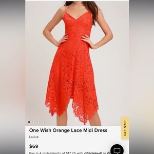 Orange Eyelet Lace MIDI Dress